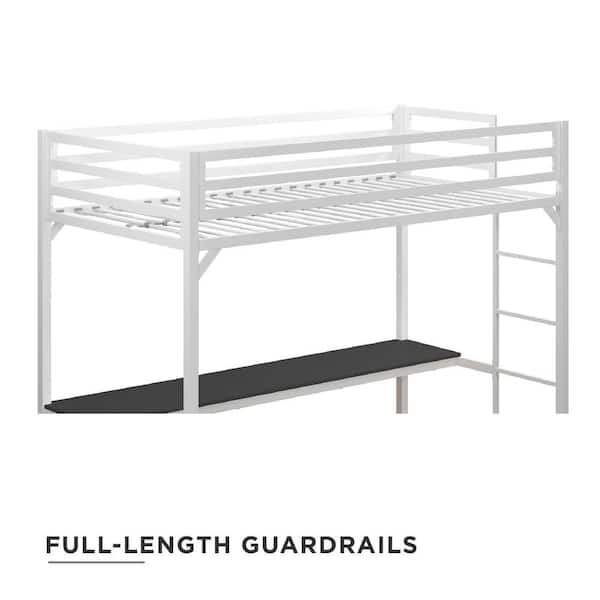 Dhp Mabel White Metal Twin Loft Bed, Ikea Metal Loft Bed With Desk Instructions