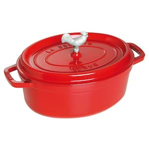 Cast Iron 5. 75-qt. Oval Cast Iron Coq au Vin Dutch Oven in Cherry with Lid