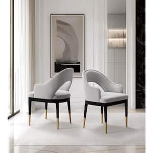 Carrington Modern Light Grey Velvet Upholstered Dining Armchair (Set of 2)