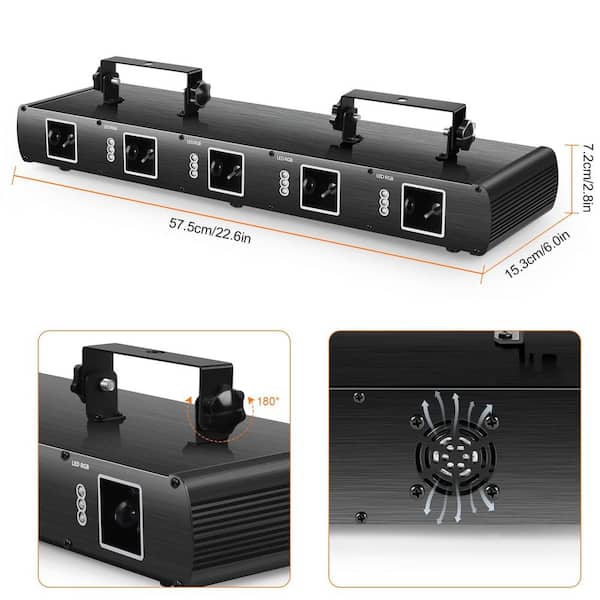 Unbranded 5 Beam Stage Light DJ Laser Light, Effect Sound Activated RGBYC LED Projector Party Music Lights with Remote Control DMX