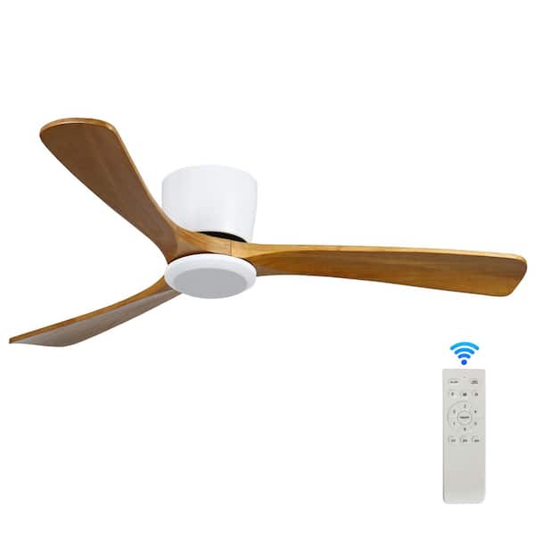 42 in. Indoor White Low Profile Flush Mount Ceiling Fan with Reversible DC Motor and Remote
