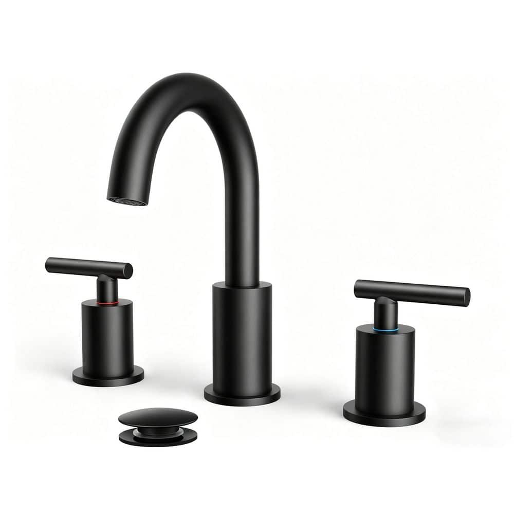 Bathroom Faucet 3 Hole, 8 Inch Matte Black Bathroom Sink Faucet Widespread with 360° Swivel Spout price history on PriceWatchPro