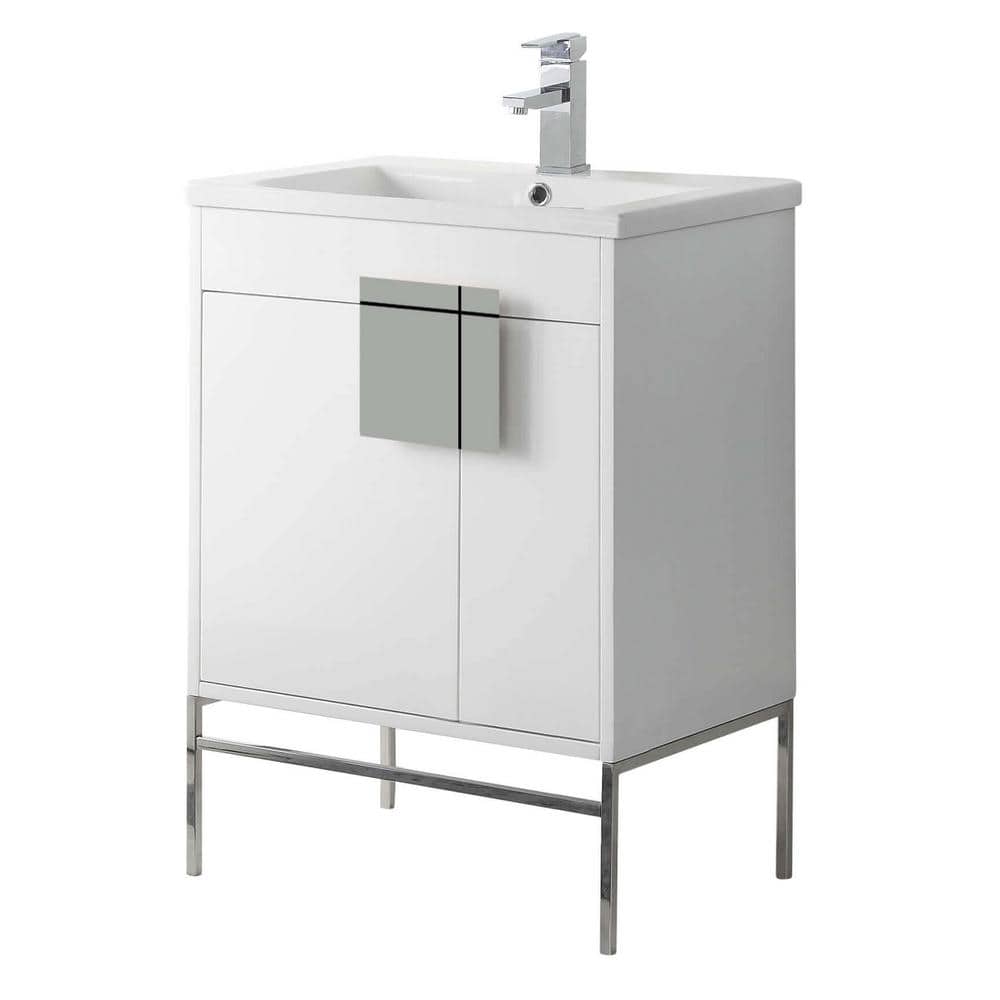 Shawbridge 24 in. W x 18.11 in. D x 33.5 in. H Bath Vanity in Matte White Paint with Ceramic Vanity Top in White price history on PriceWatchPro
