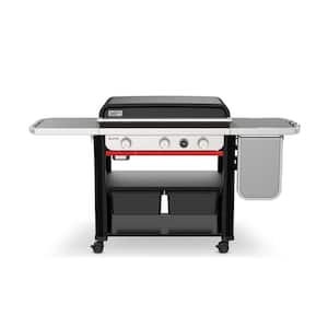 Slate Griddle 3-Burner Propane Gas 30 in. Flat Top Grill in Black with Extendable Side Table