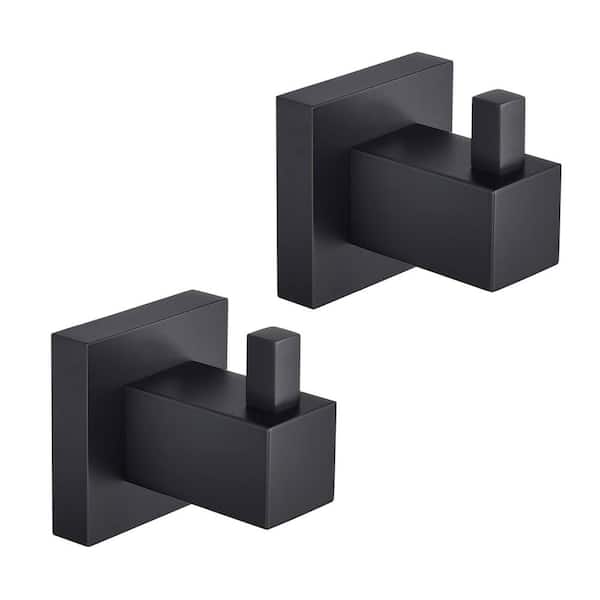 Bathroom Accessories J-Hook Robe/Towel Hook 2-Pieces in Matte Black
