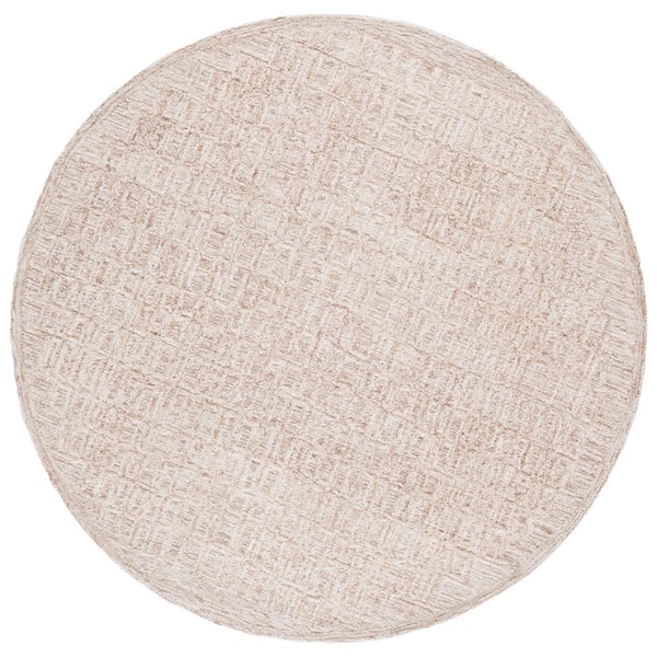 SAFAVIEH Pine 6 ft. x 6 ft. Light Brown/Ivory Abstract Geometric Round Area Rug