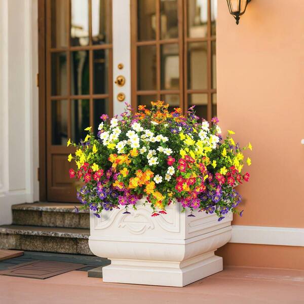 13.5 in. Multi-colored Outdoor Artificial Boxwood Flowers UV