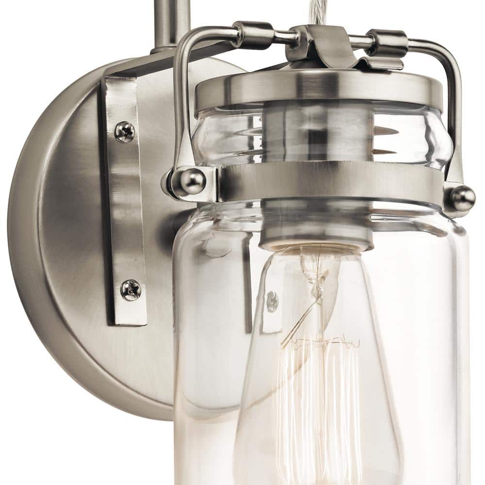 Champagne Nickel 11.5" Rustic Jelly Jar Wall Sconce