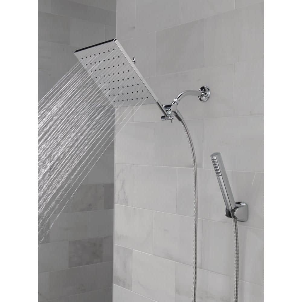 Chrome 10-inch Square Raincan Shower Head and Handheld Combo