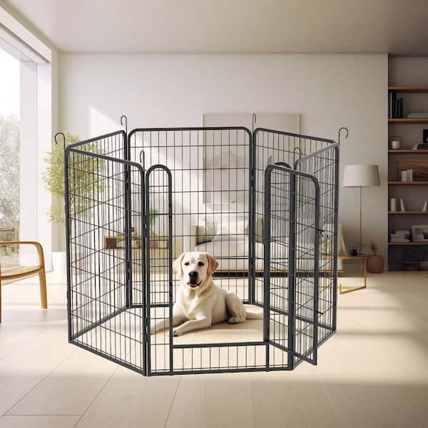 Unbranded 6-Panels Heavy-Duty Metal Pet Fence Playpen Kit Indoor/Outdoor Pet Dog Fence Playground (39.37 in. H x 27.76 in. W)