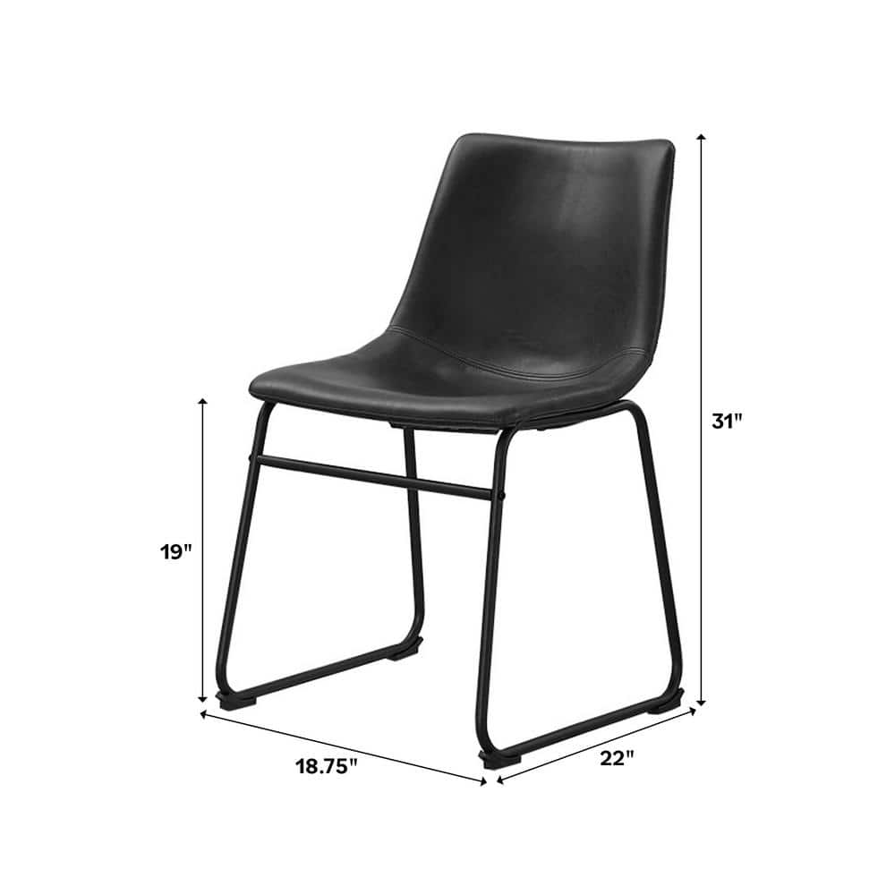 Sleek Black Faux Leather and Metal Space-Saving Dining Chair Set
