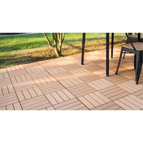 Veranda 10-Piece 1 ft. x 1 ft. Quick Deck Outdoor Composite Deck Tile in Brazilian Ipe