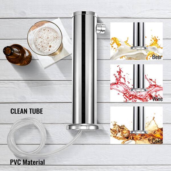 VEVOR Beer Tower Stainless Steel Single Faucet Kegerator Tower 3 in. Dia. Column Beer Dispenser Tower with Hose, Wrench, Cover