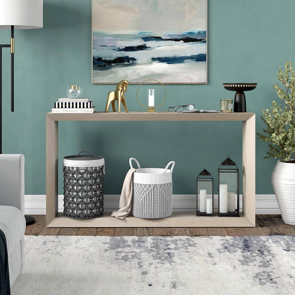 Alder White 55" Rectangular Wood and MDF Hallway Table
