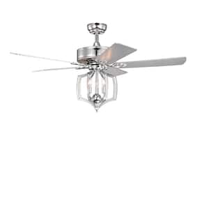 52 in. Indoor Chrome Crystal Ceiling Fan with Reversible Motor and Timer