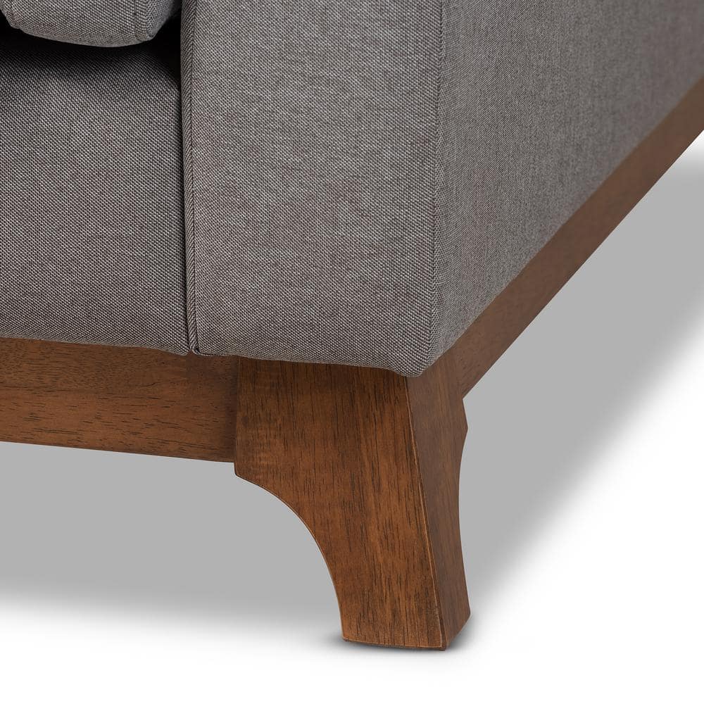 Sava Mid-Century Modern Grey Fabric Walnut Wood 2-Piece Sofa Set