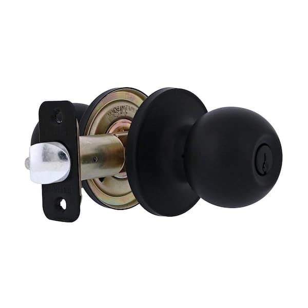 Defiant Ball Matte Black Keyed Entry Door Knob TWX900B - The Home