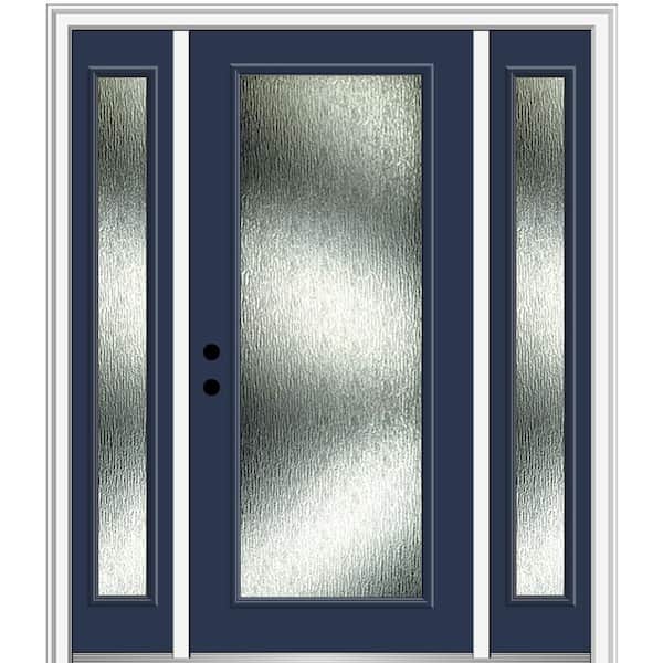 MMI Door 64 in. x 80 in. Right-Hand Inswing Rain Glass Naval Fiberglass Prehung Front Door on 4-9/16 in. Frame