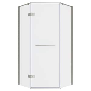 Ovation Curve 38 in. W x 72 in. H Neo Angle Fixed Semi-Frameless Corner Shower Enclosure in Brushed Nickel