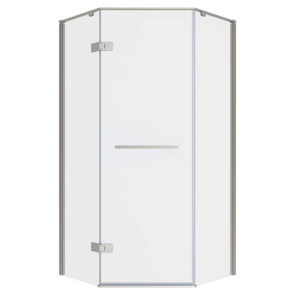 American Standard Ovation Curve 38 in. W x 72 in. H Neo Angle Fixed Semi-Frameless Corner Shower Enclosure in Brushed Nickel