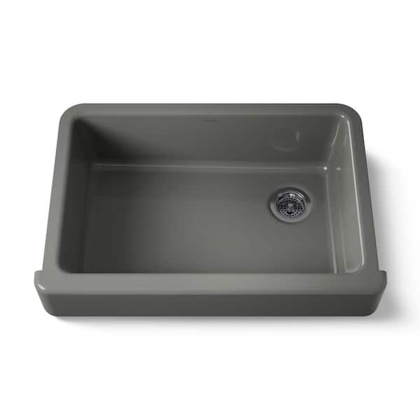 KOHLER Whitehaven Farmhouse/Apron-Front Cast-Iron 33 in. Single Basin Kitchen Sink in Thunder Grey