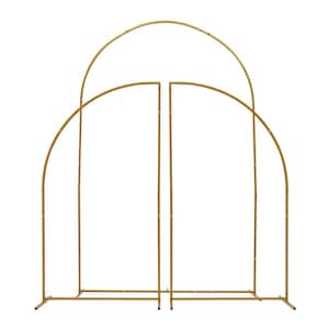 86.7 in. x 55.2 in. Gold Metal Wedding Arch Backdrop Stand Frame Arbor (Set of 3)
