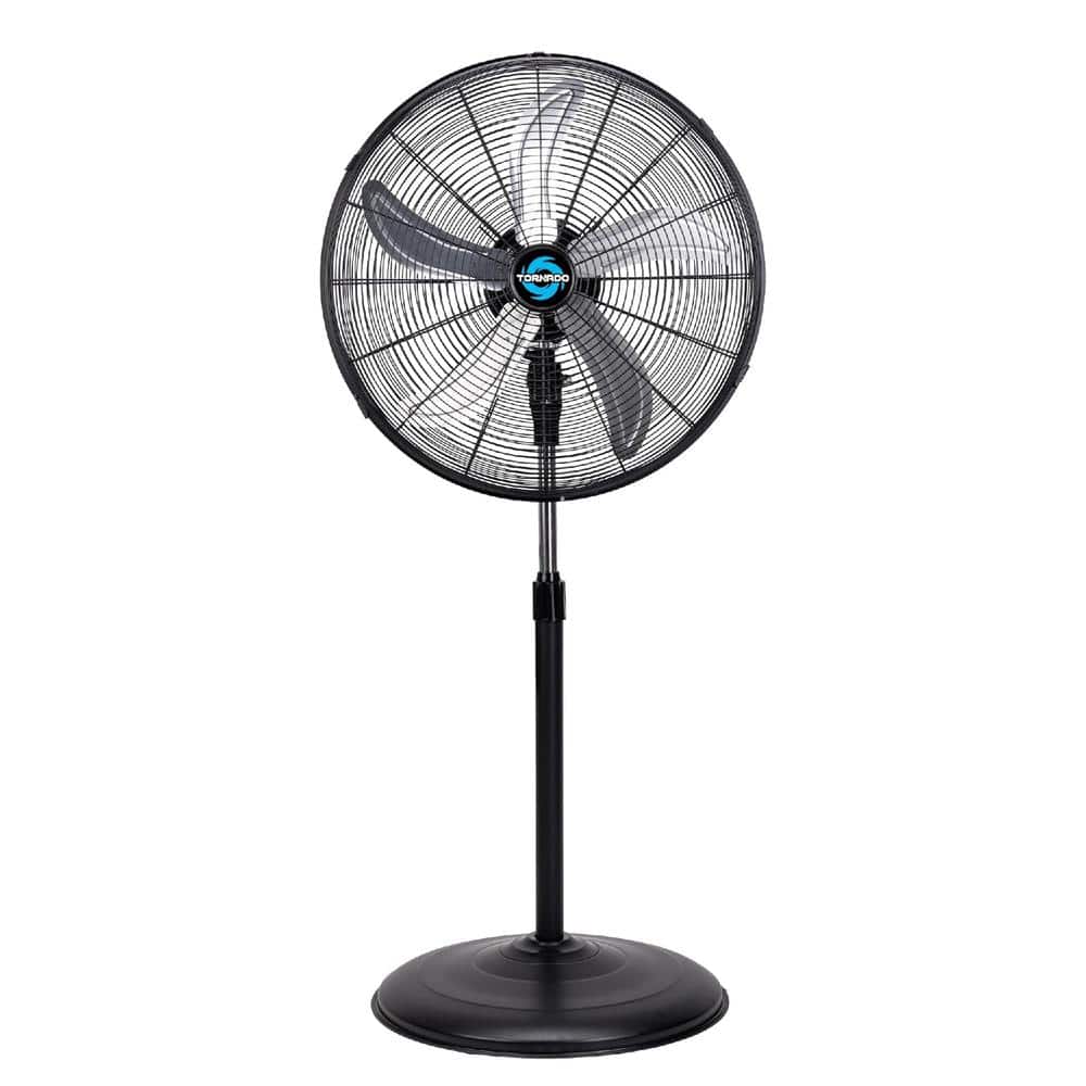 Tornado 20 inch High Velocity Metal Oscillating Pedestal Fan, Commercial, Industrial Use, 3 Speed UL Safety Listed, Black, image size:1000x1000