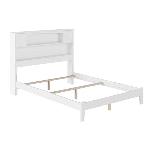 AFI Newport White Solid Wood Full Traditional Panel Bed with Open Footboard and Attachable Turbo Device Charger