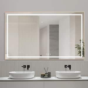 84 in. W x 36 in. H LED Rectangular High Lumen Framed Wall Mount Bathroom Vanity Mirror, Anti-fog Split, Memory Function