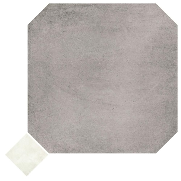 Merola Tile Laverton Octagon Gris with Taco Nieve 8 in. x 8 in. Porcelain Floor and Wall Take Home Tile Sample