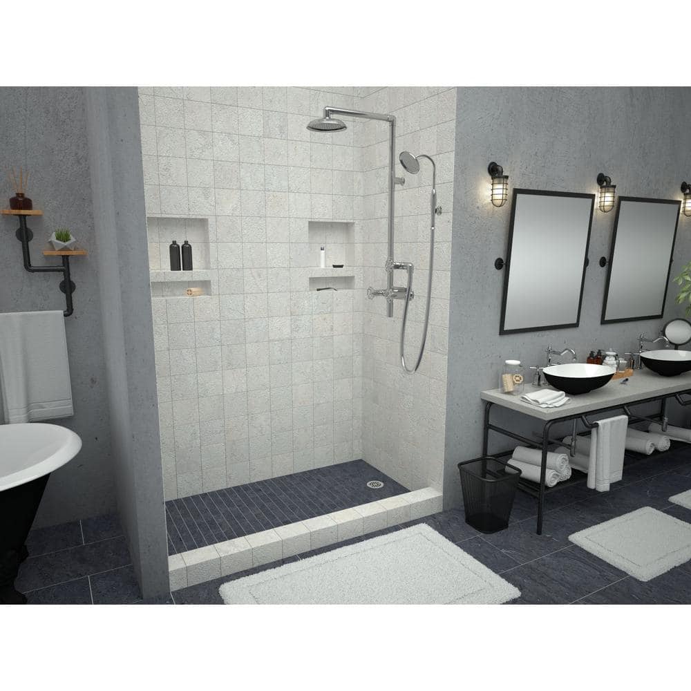 Tile Redi 60" x 36" Polished Chrome Shower Base with Right Drain