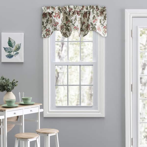 Ellis Curtain Madison Floral 15 in. L Polyester/Cotton Lined Scallop Valance in Brick