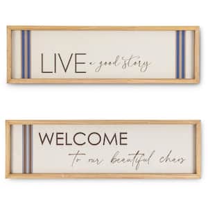 11.75 in. W Wood and Linen Inspirational Wall Art (Set of 2)
