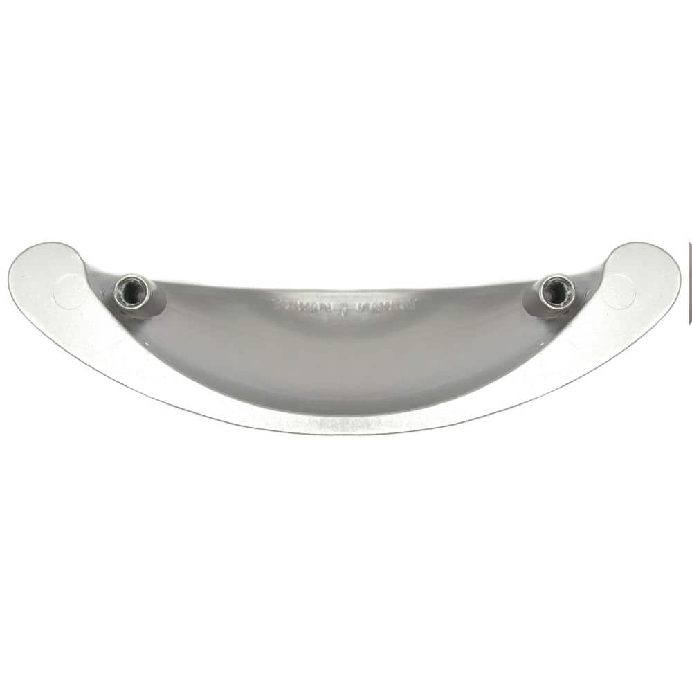 Satin Pewter Brushed Metal Cup Pull with Mounting Hardware