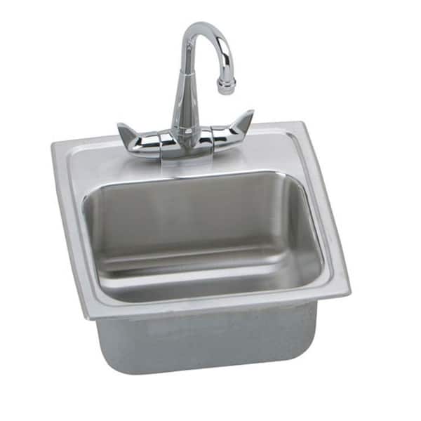 Elkay Lustertone 15in. Drop-in  Bowl 18 Gauge Lustrous Satin Stainless Steel Sink w/ Faucet