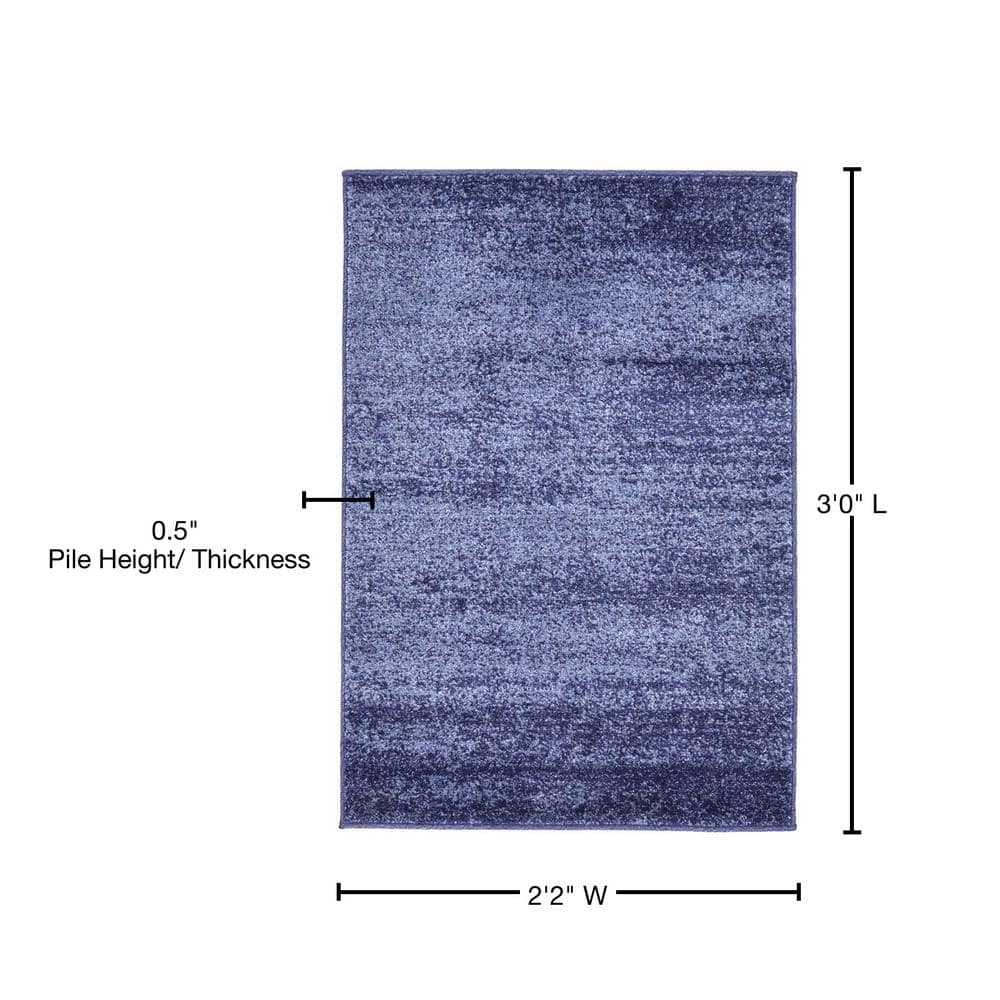 Navy Blue Tufted Stain-Resistant Rectangular Rug