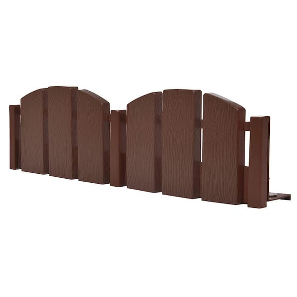 15 ft. L x 4.5 in. H Brown Plastic No-Dig Landscape Edging Decorative Fence with Anchoring Spikes