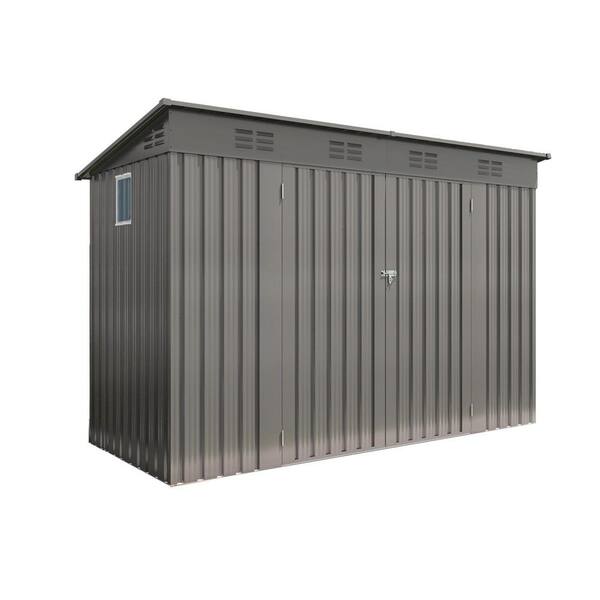4 ft. W x 9 ft. D Metal Shed with Sloping Roof, 2 Swing Doors & 6 Vents (36 sq. ft.)
