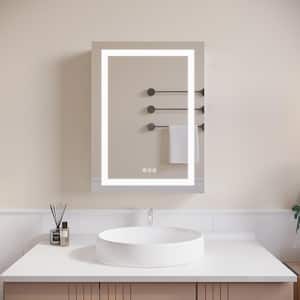 26 in. W x 20 in. H Rectangular Silver Aluminum Recessed or Surface Mount Bathroom Medicine Cabinet with Mirror