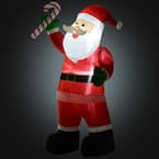 HomCom 8 ft. Pre-Lit LED Santa Claus with Candy Cane Christmas ...