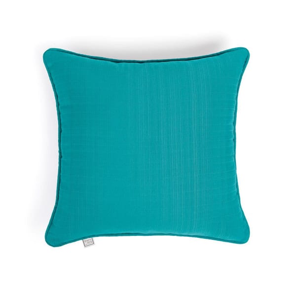Sunrise Indoor/ Outdoor Peacock Corded Square Throw Pillow 18 in. x 18 in. (Set of 2)