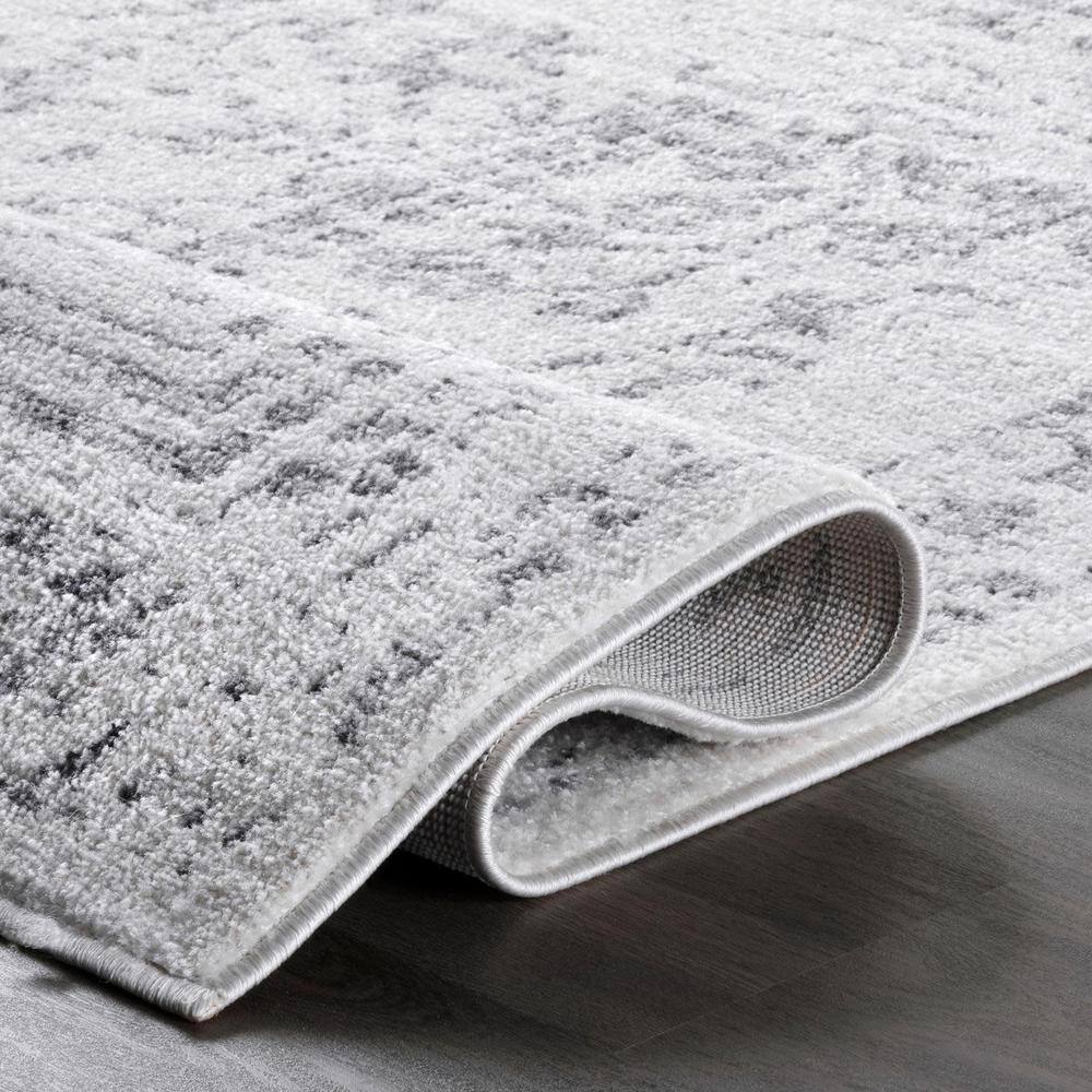 Elysian Distressed Gray Synthetic 62"x26" Easy-Care Area Rug