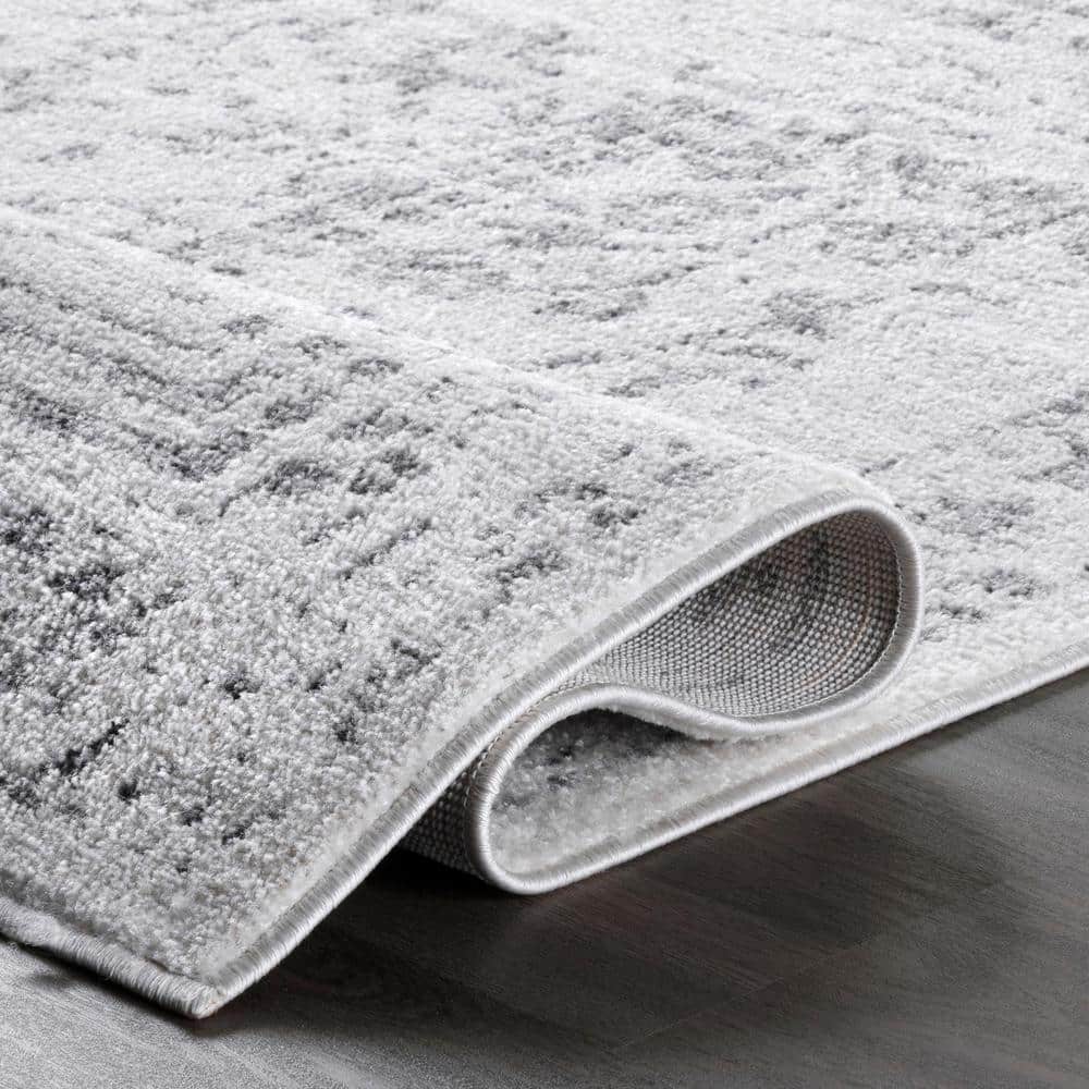 Gray 79" Rectangular Reversible Synthetic Easy Care Area Rug