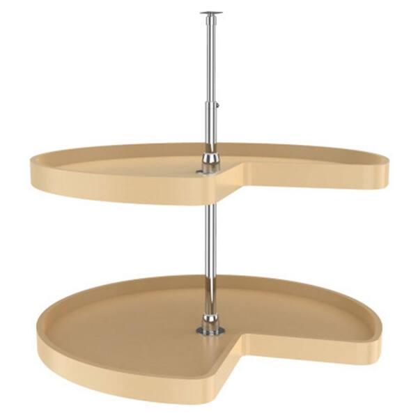 Rev-A-Shelf 32 in. W x 26 in. H x 32 in. D Almond Polymer 2-Shelf Kidney Shape Lazy Susan Set