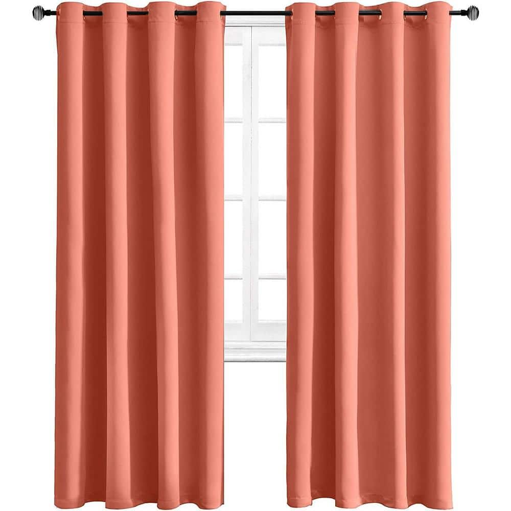 Pro Space 100% Blackout Curtain for Bedroom Living Room Thermal Insulated  Solid Grommet Top 52 in.W x 95 in.L Orange 2 Panels BCSG5295P2OR - The Home 