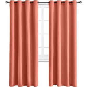 Exclusive Home Sateen Twill Woven Blackout Grommet Top Curtain Panel Pair, Mecca Orange, 52x108