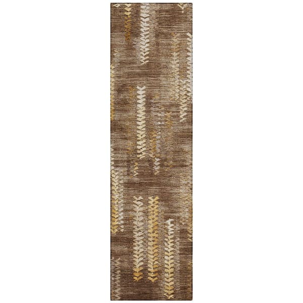 Chantille Machine Washable Indoor/Outdoor Abstract ACN2892 Chocolate 2 ft. x 7 ft. Runner Rug