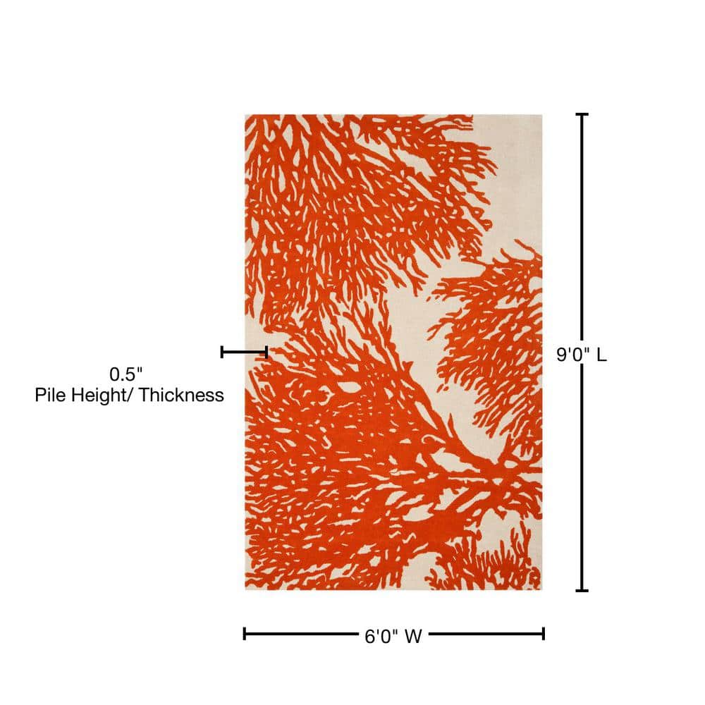 Hand-Tufted Bella Wool Area Rug 6' x 9' in Beige and Terracotta