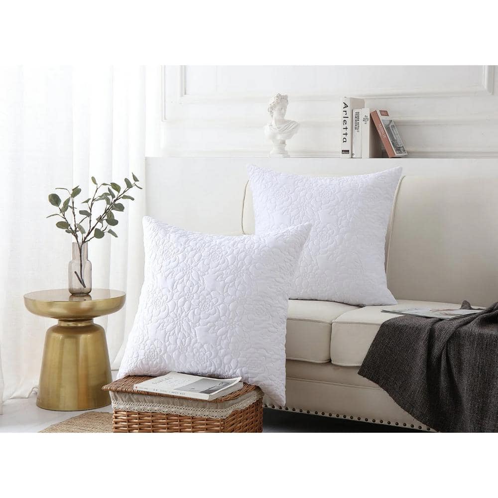 White Embroidered Polyester King Size Pillow Shams