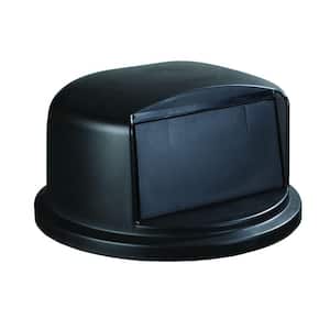 Bronco 44 or 55 Gal. Black Round Trash Can Flapped Dome Lid